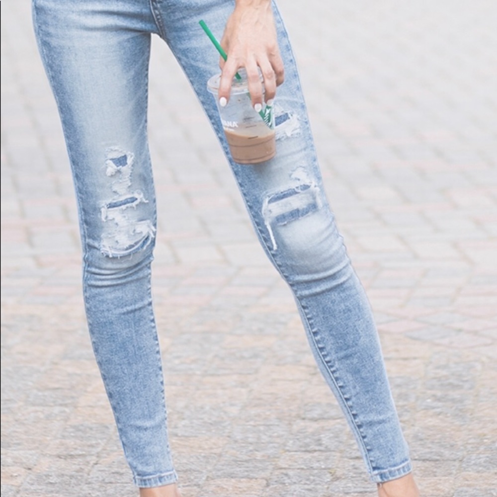 *SOLD* Grace & Lace Patched Distressed jeggings